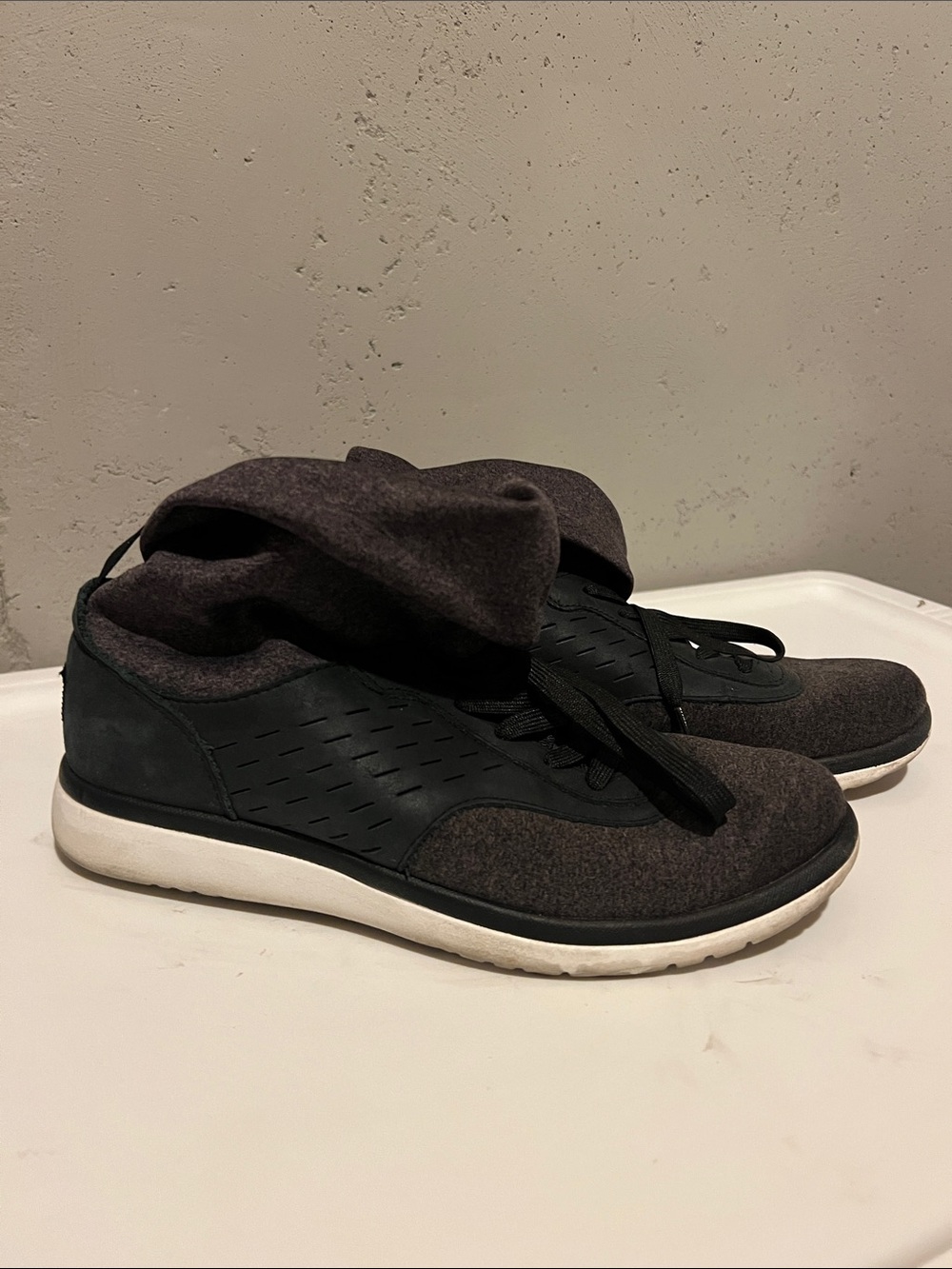 UGG Women’s Athletic High-Tops in Dark Gray and Black with White Sole